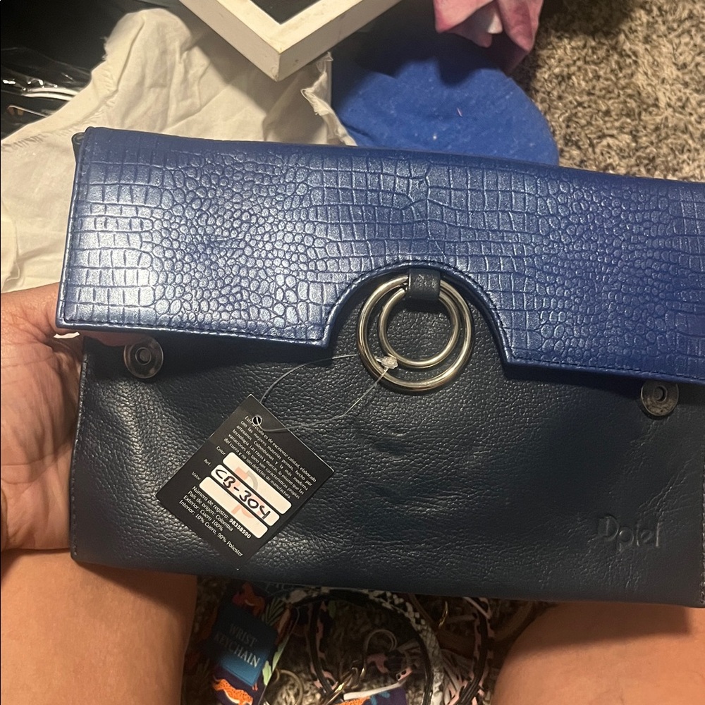Blue Clutch Bag W/ Strap